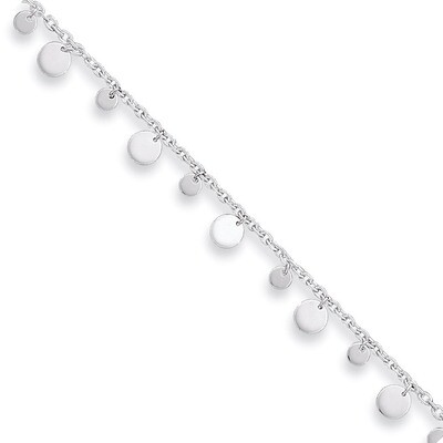 10 Inch Dangling Circle Anklet Sterling Silver QG1364-10, MPN: QG1364-10, 883957946986