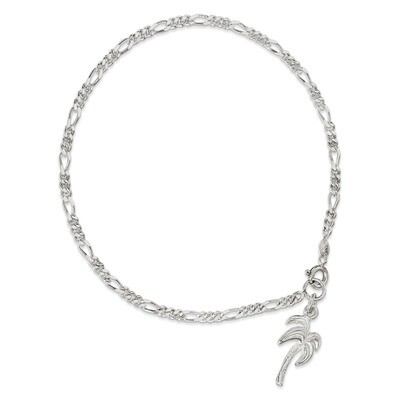 9 Inch Palm Tree Anklet Sterling Silver QG412-9, MPN: QG412-9, 886774115108