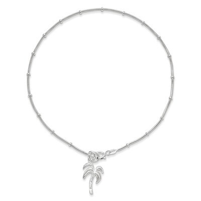 9 Inch Palm Tree Anklet Sterling Silver QG447-9, MPN: QG447-9, 886774115269