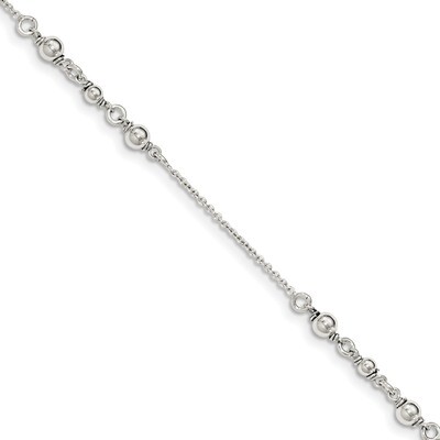 1 inch Extender Fancy Anklet Sterling Silver Polished QG3568-9, MPN: QG3568-9, 191101073083