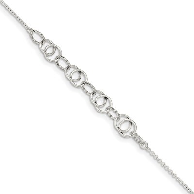 1 inch Extender Fancy Link Anklet Sterling Silver Polished QG3569-9, MPN: QG3569-9, 191101073090
