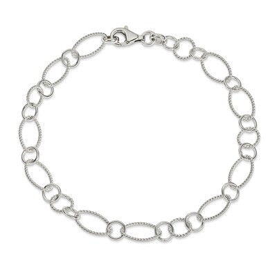 10 Inch Link Anklet Sterling Silver Fancy QG1371-10, MPN: QG1371-10, 886774114637