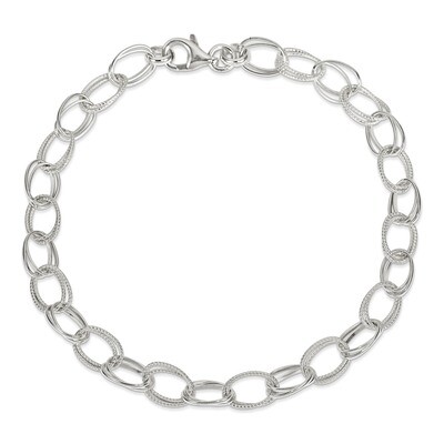 10 Inch Link Anklet Sterling Silver Fancy QG1370-10, MPN: QG1370-10, 886774114620