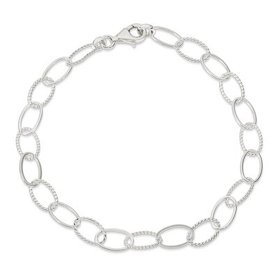 10 Inch Link Anklet Sterling Silver Fancy QG1369-10, MPN: QG1369-10, 886774114613