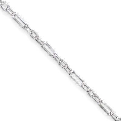 10 Inch Link Anklet Sterling Silver Fancy QG1365-10, MPN: QG1365-10, 886774114576