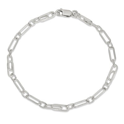 10 Inch Link Anklet Sterling Silver Fancy QG1366-10, MPN: QG1366-10, 886774114583