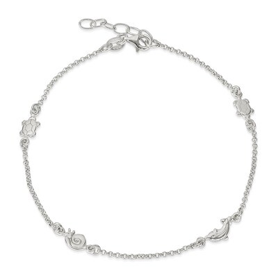 9 Inch Animal with &amp; Extension Anklet Sterling Silver Polished QG2780-9, MPN: QG2780-9, 886774988191