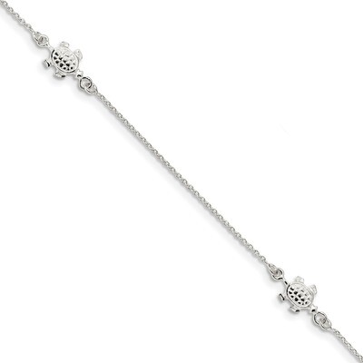 Turtle with 1 inch Extender Anklet Sterling Silver QG4206-9, MPN: QG4206-9, 886774087191