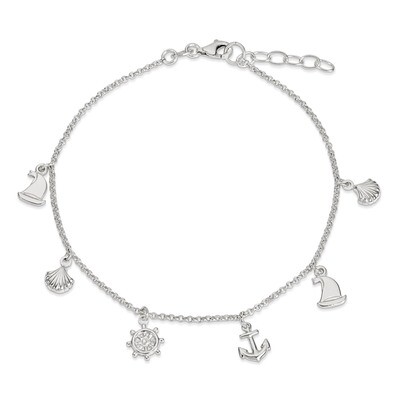 9 Inch Novelty with &amp; Extension Anklet Sterling Silver Polished QG2784-9, MPN: QG2784-9, 8867747506…