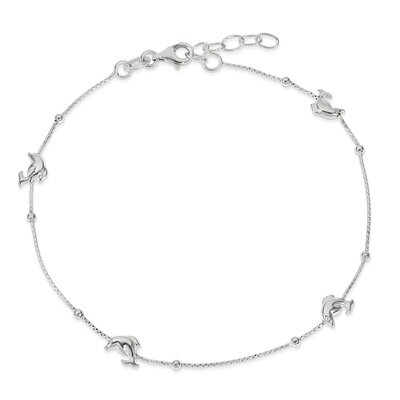 9 Inch Dolphin with &amp; Extension Anklet Sterling Silver Polished QG2782-9, MPN: QG2782-9, 8867747507…