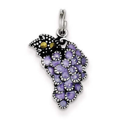 Purple Grape Charm Sterling Silver Enameled QC4168, MPN: QC4168, 883957138220