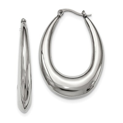 Hoop Earrings Stainless Steel Polished SRE955 by Chisel, MPN: SRE955, 191101647574