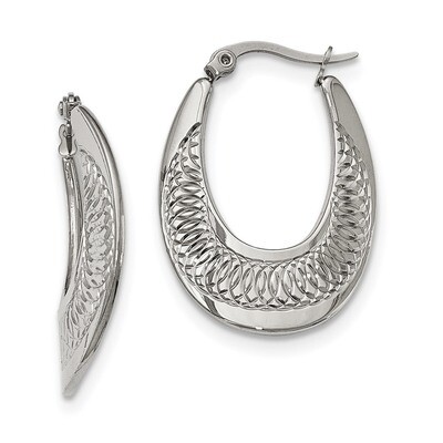 Textured Swirl Hoop Earrings Stainless Steel Polished SRE971 by Chisel, MPN: SRE971, 191101647529