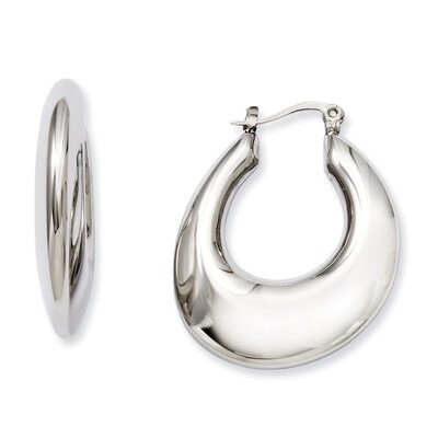 Hollow Teardrop Hoop Earrings - Stainless Steel SRE506 by Chisel, MPN: SRE506, 883957582665