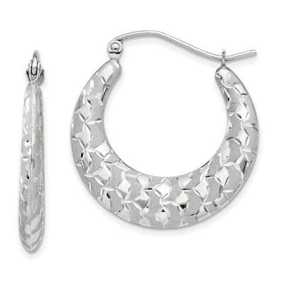 Satin and Diamond -cut Hoop Earrings 14k white Gold TF727, MPN: TF727, 191101365638