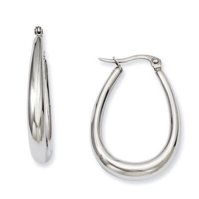 Teardrop Hoop Earrings - Stainless Steel SRE507 by Chisel, MPN: SRE507, 883957011479