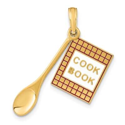 Enamel 3-D Cook Book Wood Spoon Charm 14k Gold K7027, MPN: K7027, 63721813984