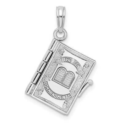 Moveable Pages Ten Commandments Book Charm 14k White Gold 3-D K8595W, MPN: K8595W, 637218152858