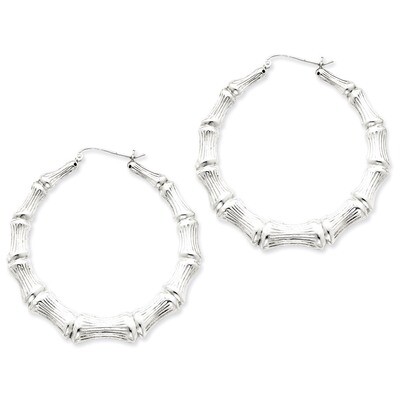 Bamboo Hoop Earrings Sterling Silver Rhodium-plated QE4714, MPN: QE4714, 883957933177