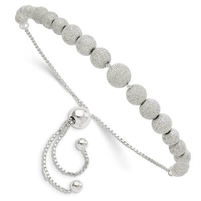 Lasered Beaded Adjustable Bracelet Sterling Silver Polished QG5896, MPN: QG5896, 196904165034