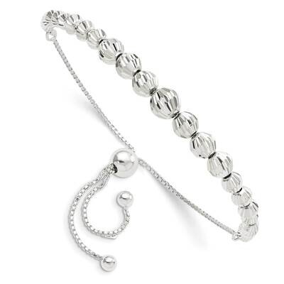 Diamond-Cut Beaded Adjustable Bracelet Sterling Silver Polished QG5895, MPN: QG5895, 191101767463
