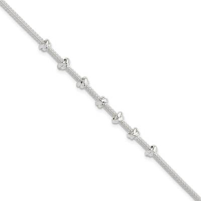 Beaded with 1 Inch Extender Bracelet Sterling Silver Polished QG5835-7.25, MPN: QG5835-7.25, 196904…