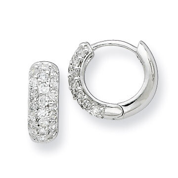 Hinged Hoop Earrings Sterling Silver Diamond QE7325, MPN: QE7325, 883957265391