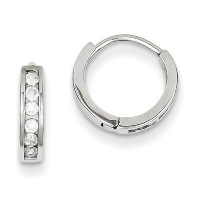 Hinged Hoop Earrings Sterling Silver Diamond QE9252, MPN: QE9252, 191101208942