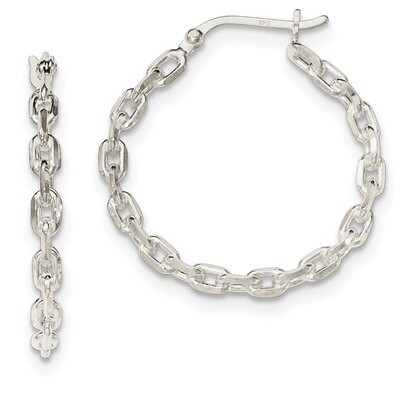 Hinged Hoop Earrings Sterling Silver Polished QE11687, MPN: QE11687, 191101230301