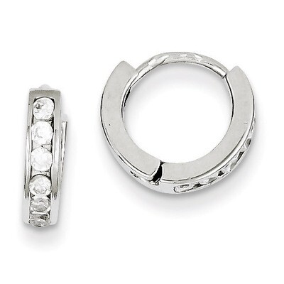 Hinged Hoop Earrings Sterling Silver Diamond QE9251, MPN: QE9251, 191101208935