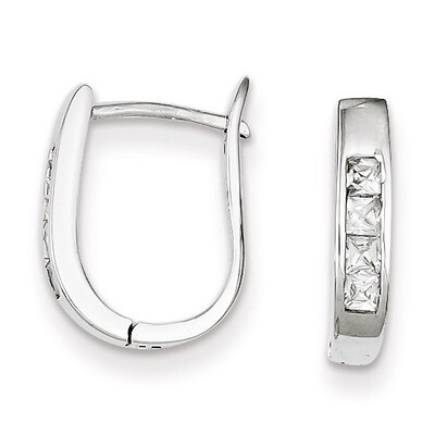 Hinged Hoop Earrings Sterling Silver Diamond QE9203, MPN: QE9203, 883957519760