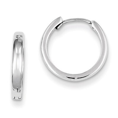 Polished Hinged Hoop Earrings Sterling Silver Rhodium QE8496, MPN: QE8496, 869887189242