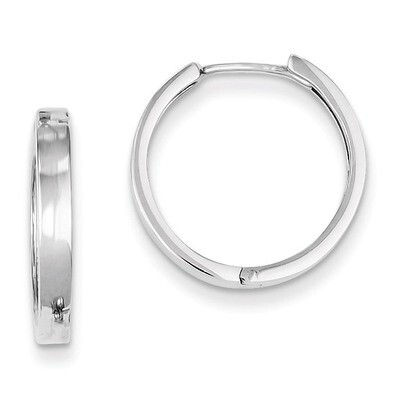 Polished Hinged Hoop Earrings Sterling Silver Rhodium QE8497, MPN: QE8497, 886774367309
