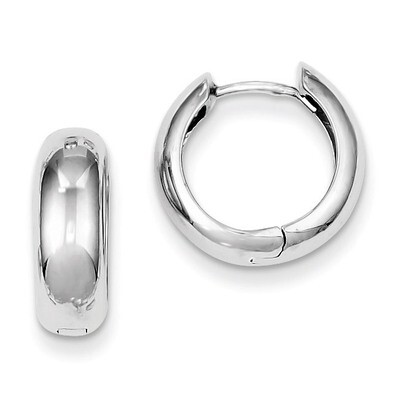 Polished Hinged Hoop Earrings Sterling Silver Rhodium QE8493, MPN: QE8493, 869944839684