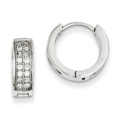 Hinged Hoop Earrings Sterling Silver Diamond QE9261, MPN: QE9261, 191101208997