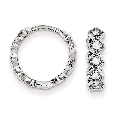Hinged Hoop Earrings Sterling Silver Diamond QE9197, MPN: QE9197, 883957545370