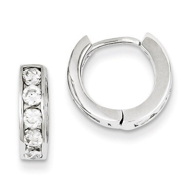 Hinged Hoop Earrings Sterling Silver Diamond QE9250, MPN: QE9250, 191101208928