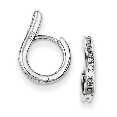 Oval Hinged Hoop Earrings Sterling Silver Diamond QE9205, MPN: QE9205, 883957519777