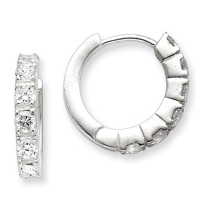 Hinged Hoop Earrings Sterling Silver Diamond QE5040, MPN: QE5040, 886774271576