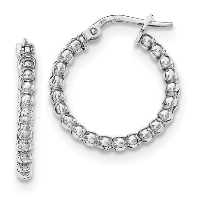 Beaded Hinged Hoop Earrings Sterling Silver Rhodium-plated QE11656, MPN: QE11656, 191101231490