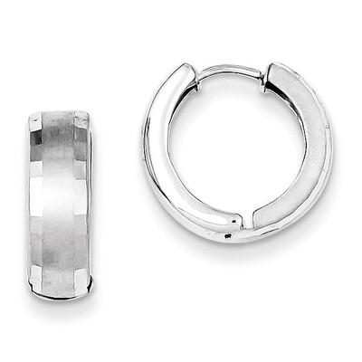 Brushed Patterned Hinged Hoop Earrings Sterling Silver Rhodium QE8544, MPN: QE8544, 869944823645