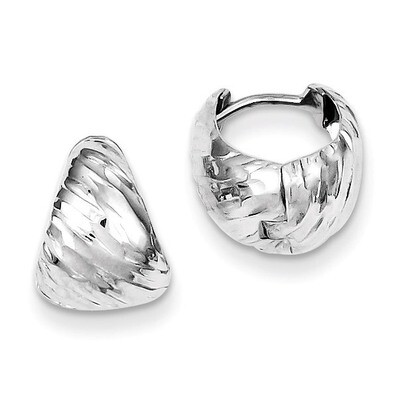 Polished Textured Hinged Hoop Earrings Sterling Silver Rhodium QE8505, MPN: QE8505, 869944847580
