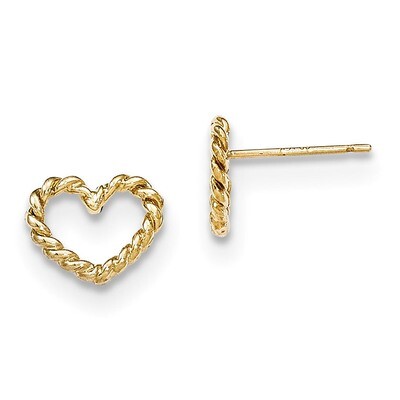 Heart Post Earrings 14k Gold H1067, MPN: H1067, 191101457043