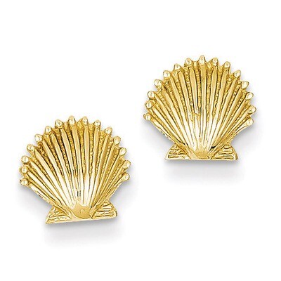 Scallop Shell Post Earrings 14k Gold TE633, MPN: TE633, 637218038121