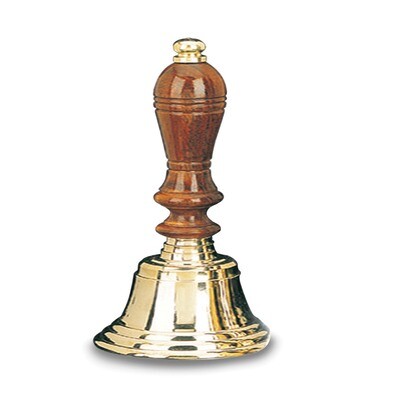 Medium Lacquered Brass Wooden Handle Hand Bell GM15612, MPN: GM15612, 612152421031