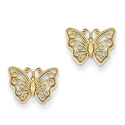 Butterfly Post Earrings 14k Gold K4418, MPN: K4418, 637218147571