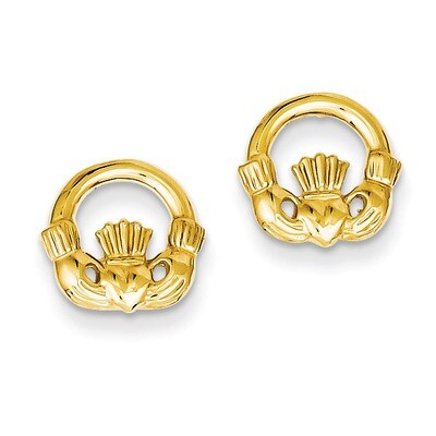Claddagh Post Earrings 14k Gold TC556, MPN: TC556, 637218113040