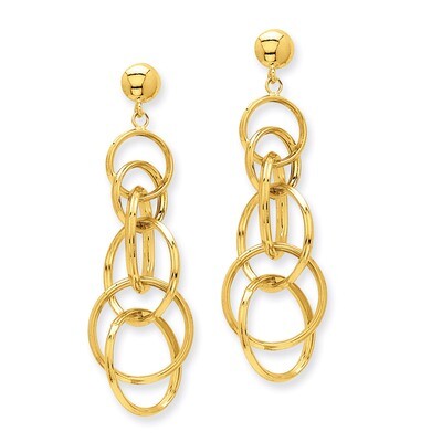 Circle Drop Post Earrings 14k Gold TM545, MPN: TM545, 191101372186