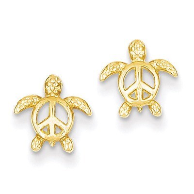 Peace Turtle Post Earrings 14k Gold TM777, MPN: TM777, 886774563169