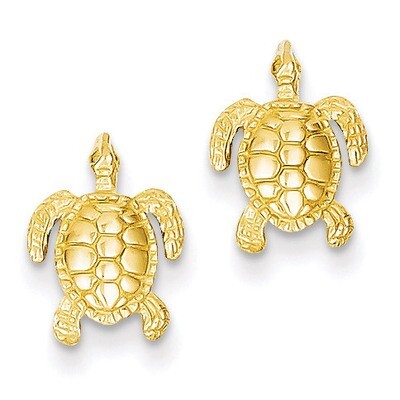 Sea Turtle Post Earrings 14k Gold TE627, MPN: TE627, 637218121397